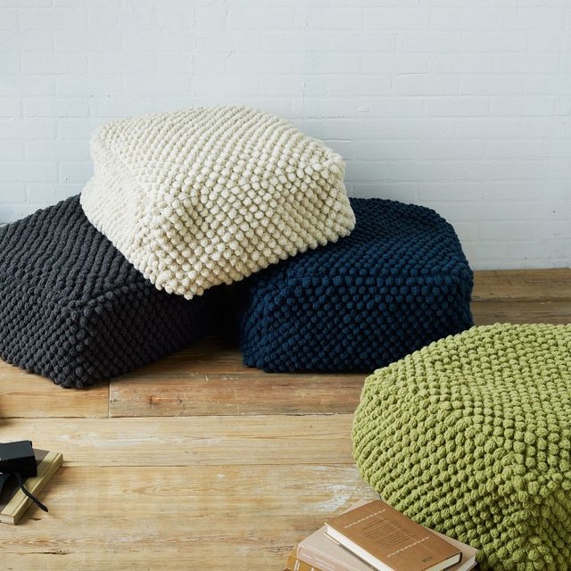 Bubble Knit Pouf Contemporary Floor Pillows And Poufs by West Elm