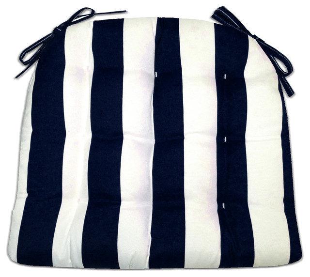 Sea Shore Stripe Navy Blue Coastal Indoor /Outdoor Dining Chair Pads