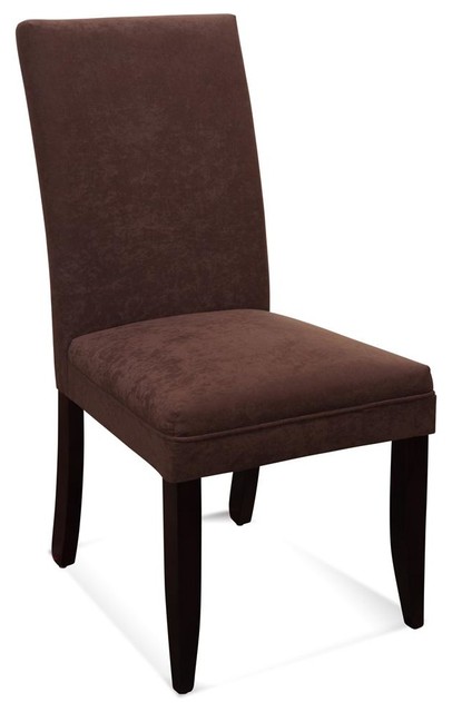 Classic Parsons Chair in Cocoa Microfiber - Traditional - Dining Chairs