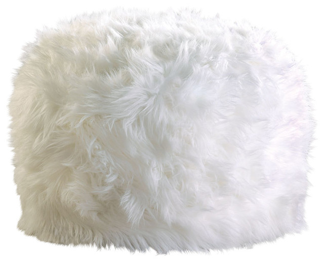 Fuzzy White Ottoman Pouf - Eclectic - Floor Pillows And Poufs - by Koolekoo