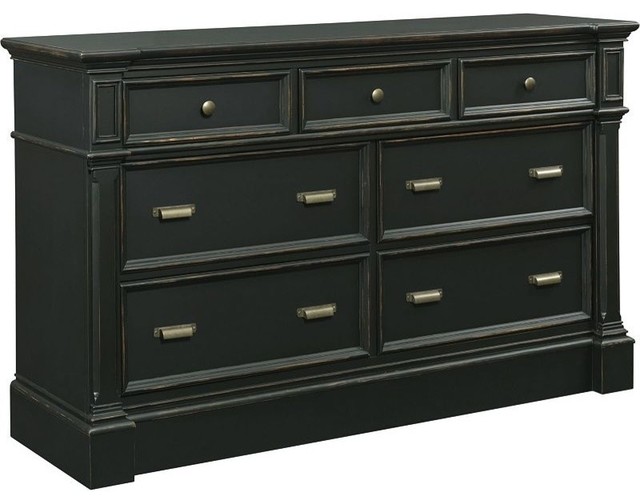 Broyhill Vintage 7Drawer Dresser, Timeworn Ebony Traditional Chests of Drawers by Bedroom