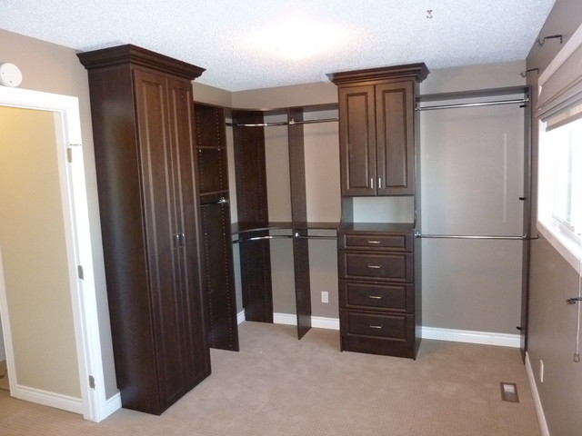 Eclectic Closet Calgary Open concept Master Closet with doors and crown eclectic-closet