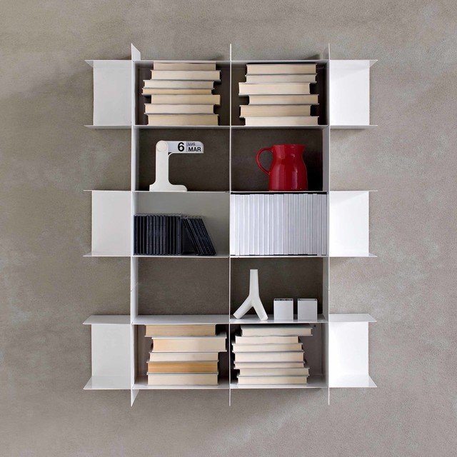 'Intrecci IV' Minimalist wall mounted bookshelf by Santarossa Contemporary Bookcases