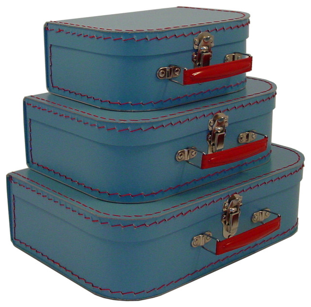 Cargo Traveler Mini Suitcases, Set of 3, Soft Blue Transitional