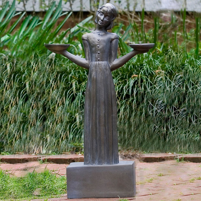 Medium Bird Girl Statue traditionalgardenstatuesandyardart