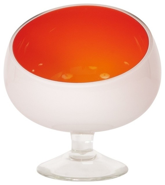 Howard Elliott Opaque Orange Glass Bowl With White Outside