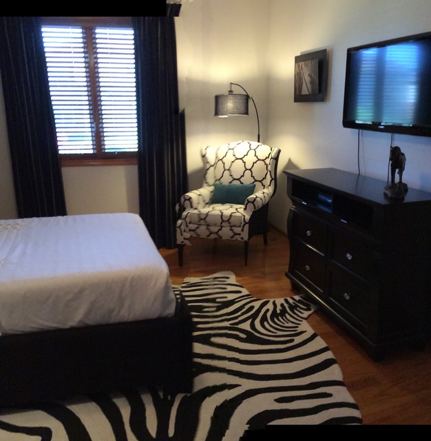 Black and White Guest Room Modern Chicago by Kai Behnke Interiors