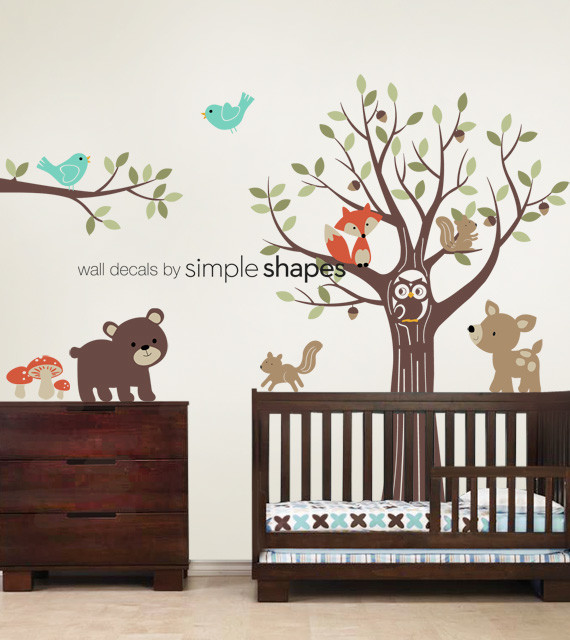 Forest Nursery Wall Decals Elitflat Tree With Forest Friends Decal Set Kid39s Nursery Room