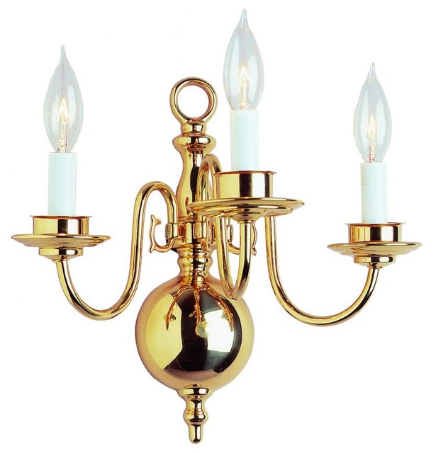 Three Light Polished Brass Wall Light - Traditional - Wall Sconces - by We Got Lites