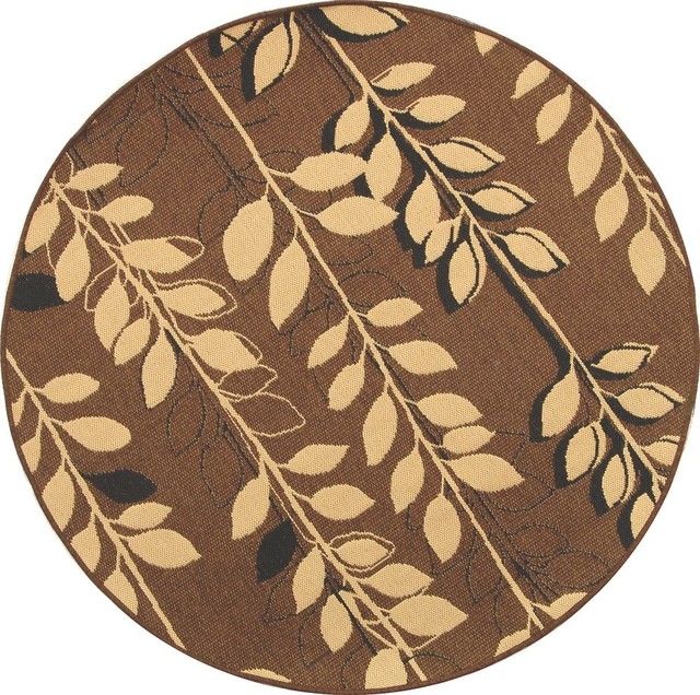 Indoor/Outdoor Courtyard Round 6'7" Round Brown Natural Black Area