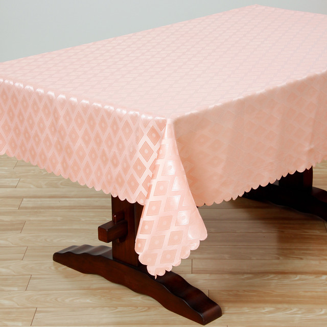 Twotone Peach Diamond Damask 57x138inch Rectangular Tablecloth