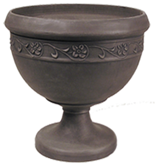 Floral Urn, Dark Charcoal Traditional Plant Pots & Planters by