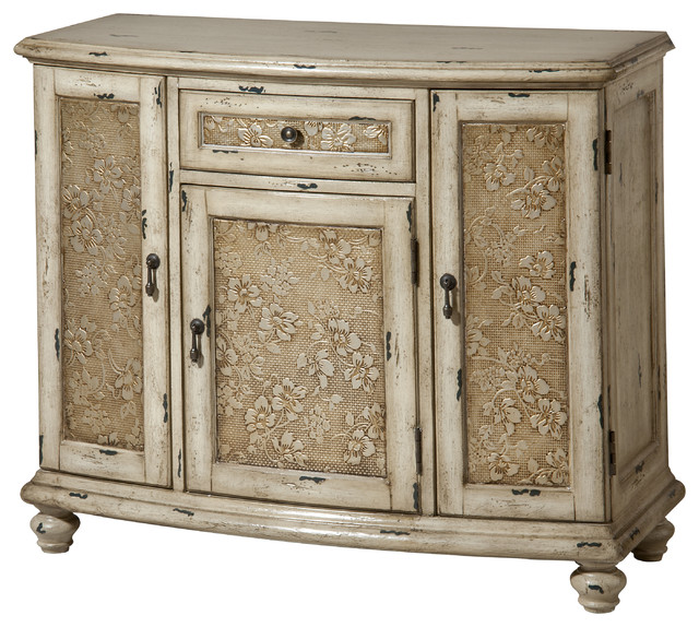 Sheffield 3door singledrawer Aged White Accent Chest Contemporary