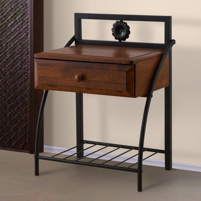 Baxton Studio Jevenci 1 Drawer Nightstand Black TS7001BLACK