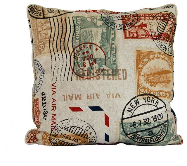 Travel postage mail stamp throw pillow decorative cushion cover 20