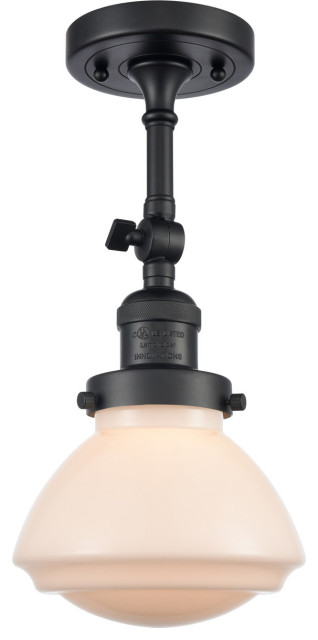 Franklin Restoration Olean Light Semi Flush Mount Matte Black Matte