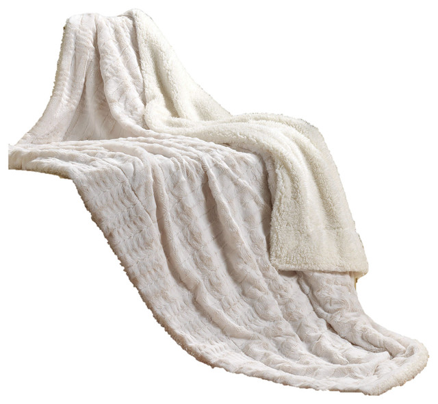 Faux Sherpa Throw, 50"x60" Contemporary Throws by Tache Home Fashion