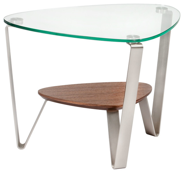 Dino Soft Triangular End Table Natural Walnut