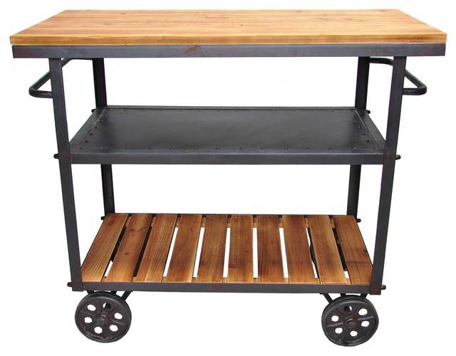 Don Bar Cart, Amber Industrial Bar Carts by Pangea Home