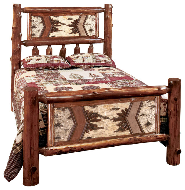 Cedar Adirondack Traditional Log Headboard, Queen Headboards by
