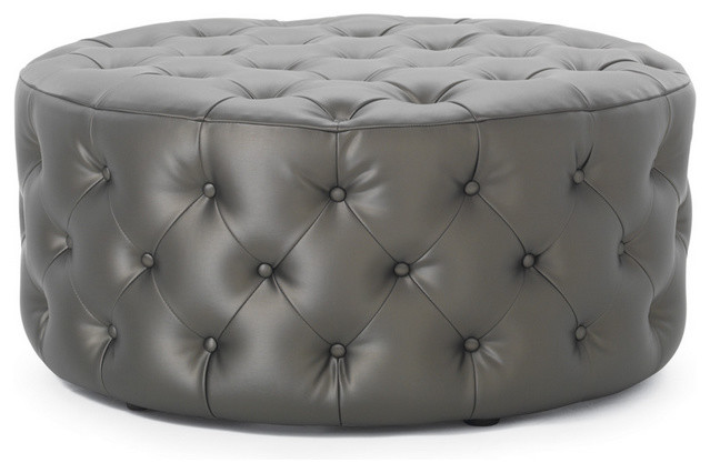 Rocco Round XL Leather Ottoman - Contemporary - Footstools And Ottomans ...