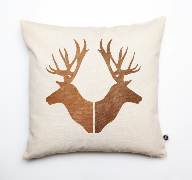 Deer heads pillow cover - Modern - Scatter Cushions - other metro - by Rosita