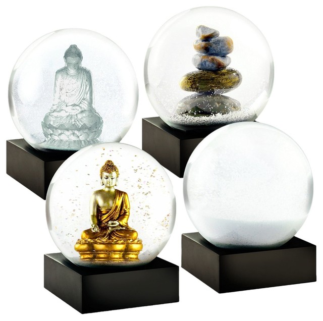 Cool Snow Globes Mini Zen, Set of 4 Glass Snow Globe Contemporary