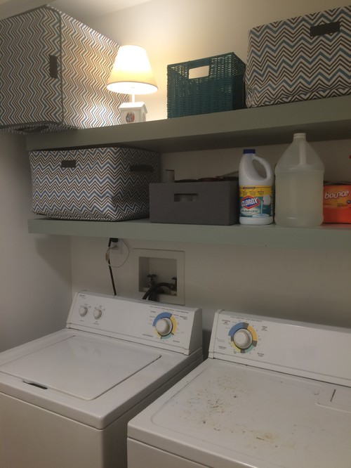 New floating shelves in Laundry