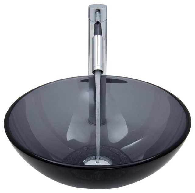 Transparent Vessel Sink and Faucet Set - Contemporary - Bathroom Sinks