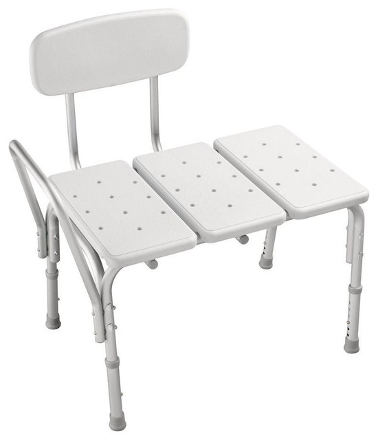 Delta DF565 Adjustable Bath Safety Transfer Bench, White Contemporary Shower Benches & Seats
