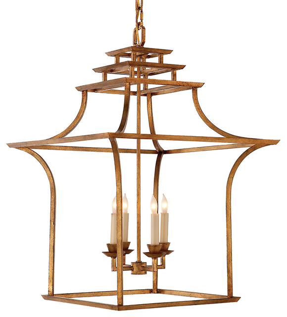 Brighton Pagoda Lantern, Gilded Iron contemporaryceilinglighting