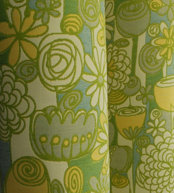 Blossom Lime Green Yellow Modern Floral Upholstery Fabric Traditional