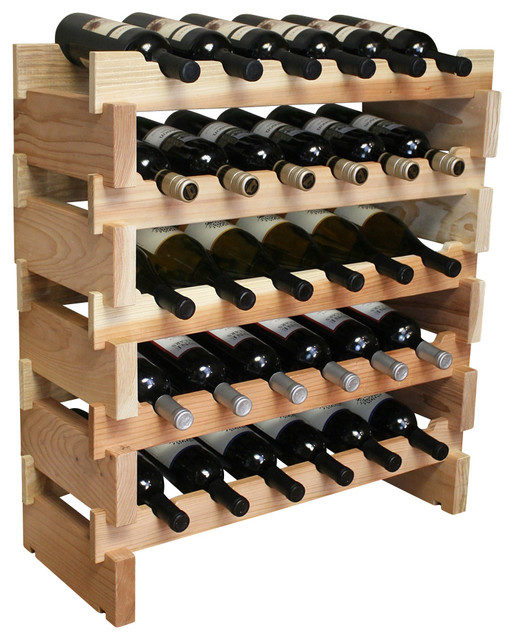 30 Bottle Short Scalloped Wine Rack By Vinogrotto, Redwood
