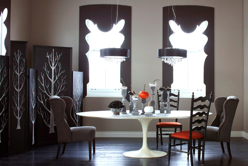 Handsome Dining Room with Custom Window Treatments