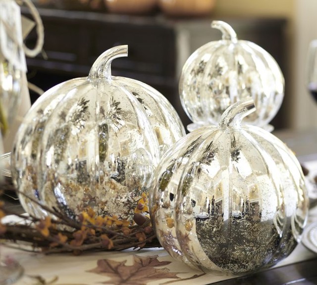 Antique Mercury Glass Pumpkin - Modern - Holiday 