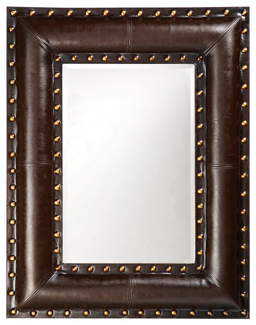 Unique Howard Elliott Palermo Dark Brown Leather Mirror Home Decor