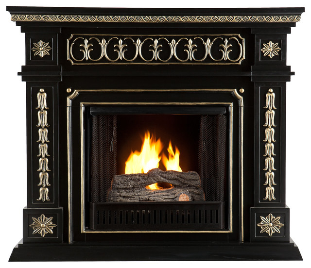 Donovan Gel Fuel Fireplace, Black Victorian Indoor Fireplaces by Luxvanity