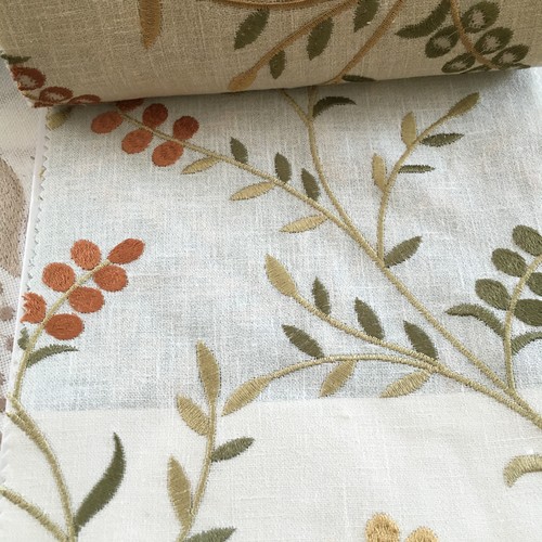 Embroidered linen fabric
