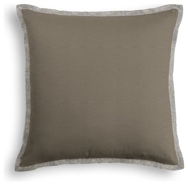 Taupe Textured Linen Tailored Pillow - Contemporary - Decorative Pillows - by Loom Decor