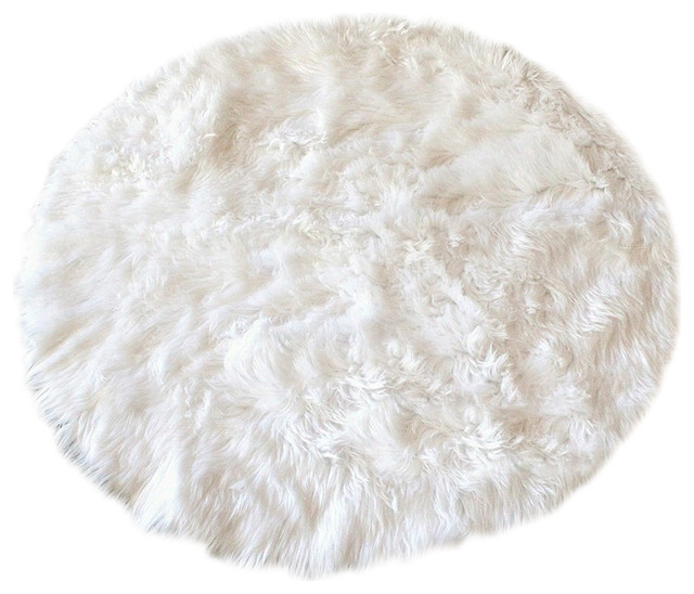 FauxFur Sheepskin Rug, Creamy White, 30" Novelty Rugs by Fur Accents
