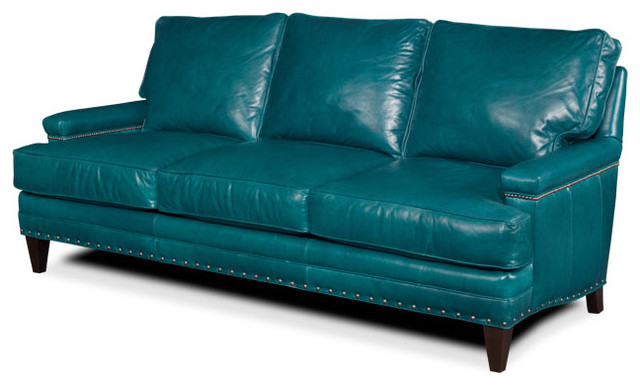 Turquoise Leather Sofa - Sofas - by Tufted Home