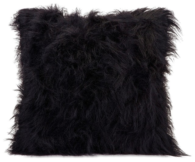 Nikki Chu Black Faux Fur Pillow contemporary-decorative-pillows