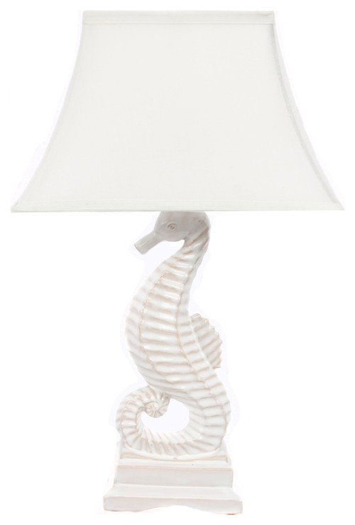 Ceramic Seahorse Lamp, White