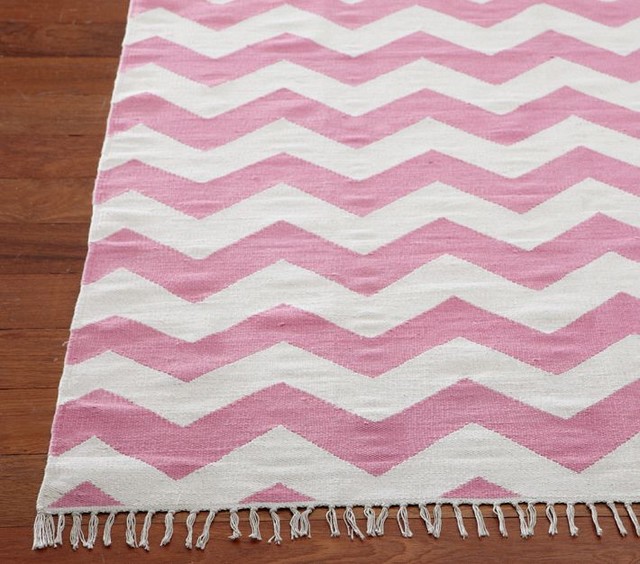 Chevron Rug, Pink Contemporary Kids Rugs by Pottery Barn Kids