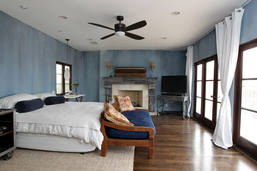 Playa del Rey Mediterranean Master Bedroom with Fireplace Remodel
