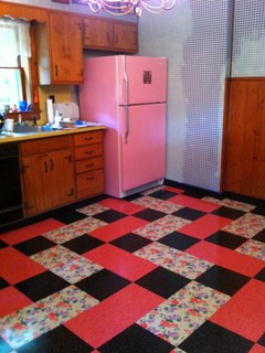 vinyl kitchen flooring printed tile tiles eclectic installed