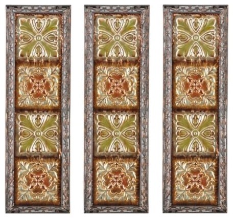 embossed tile panel set of 3 eclectic home decor