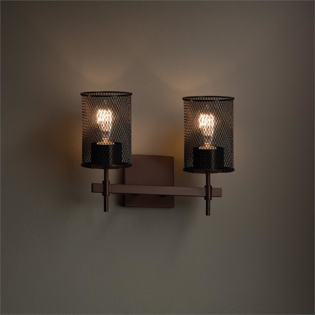 Wire Mesh 2 Light - Industrial - Bathroom Vanity Lighting - by 1800Lighting
