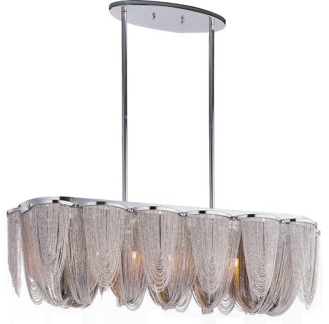 Chantilly Metal Nickel Jewelry Chain Draping Island Chandelier Modern