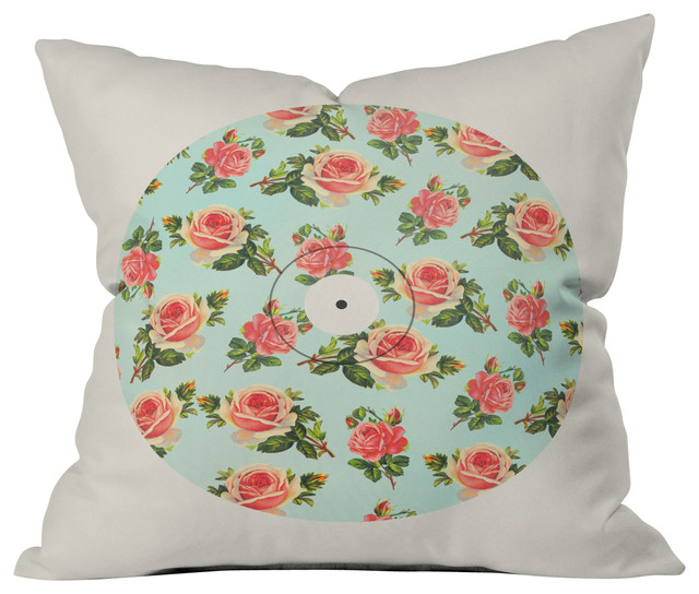 Allyson Johnson Floral Vinyl Throw Pillow, 16x16 - Transitional - Scatter Cushions